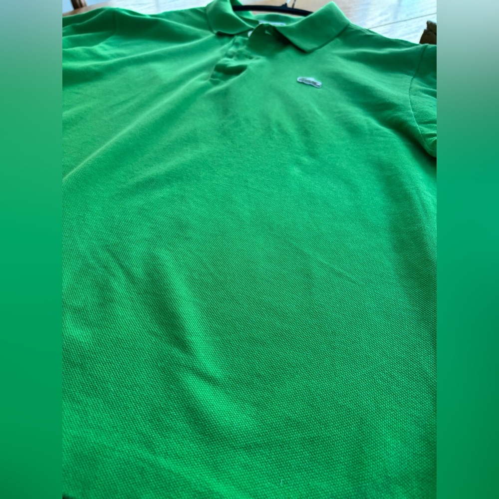 Lacoste Mens Polo Short Sleeve Shirt Green Size 6 Good Used 100% Cotton - Picture 3 of 9